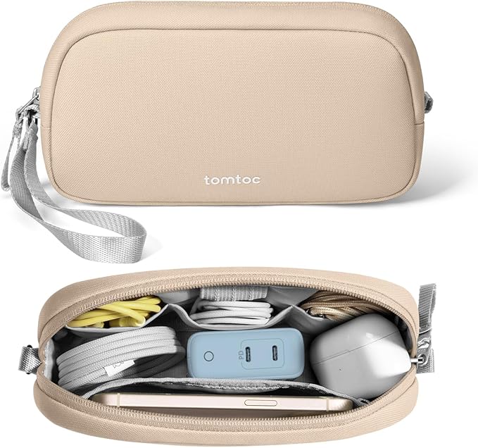 tomtoc Electronics Organizer Travel Case, Water Resistant Travel Bag Cable Organizer for Essentials, Tech Pouch Accessories Carry Storage for Cord, Phone, Cables, AirPods, USB Flash Drive, Daily Items
