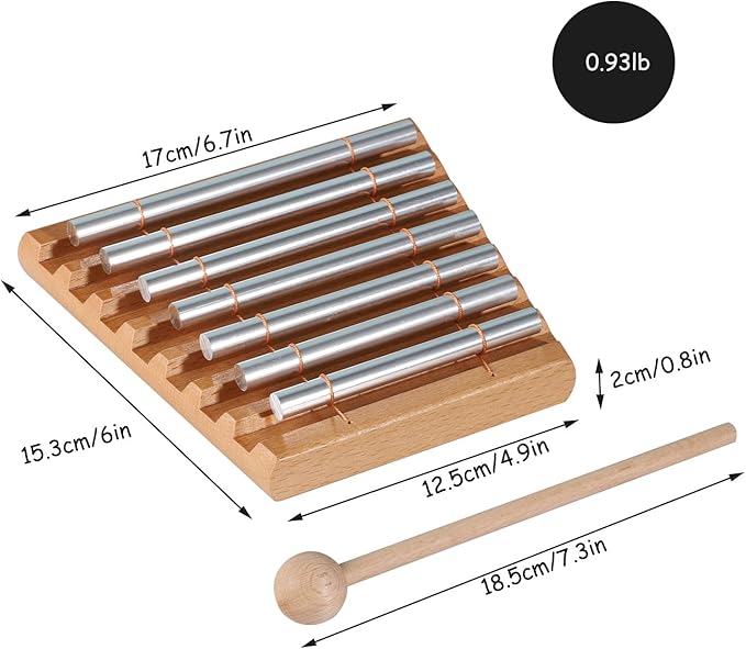 LIEKE 7 Tone Hand Chime Instrument Meditation Chime Mindfulness Bell with Nice Tone For Yoga Meditation Sound Healing Teachers' Classroom Management Tool