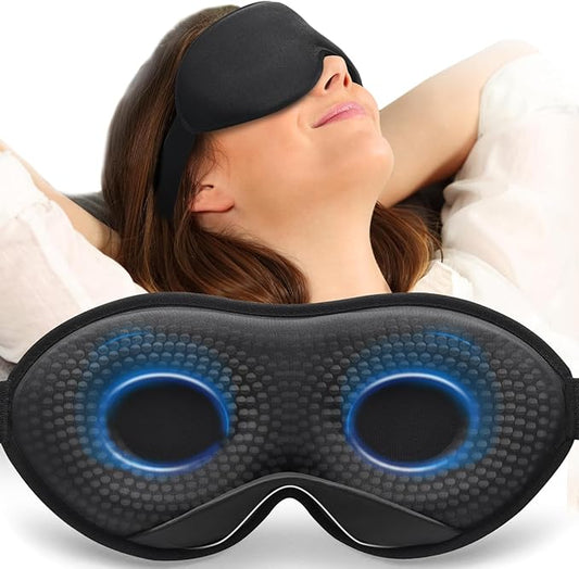MABAO Weighted Sleep Mask - 100% Blackout Eye Mask for Sleeping for Women Men, 3D Contoured for Lash Extension, Zero Eye Pressure Memory Foam Cover, Soft Gentle Pressure Blindfold for Travel - Black
