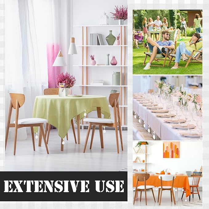 ZCYSRLQIN 12 Pcs Tablecloth Weights Pendant Teardrop Shape Table Cover Weights with Metal Clips for Outdoor Picnic Garden Patio Party Camping Dinner Table Cover Decoration (White)