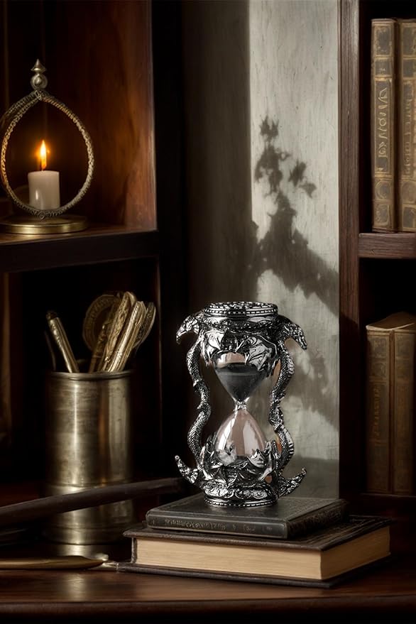 Mythical Fantasy Dragon Sandglass Sand Timer, Gothic Decorative Statue - Unique Vintage Classic Hourglass Timer, Desk Home Decor Gift, 6-inch, Single 15 Minutes (Black Dragon)