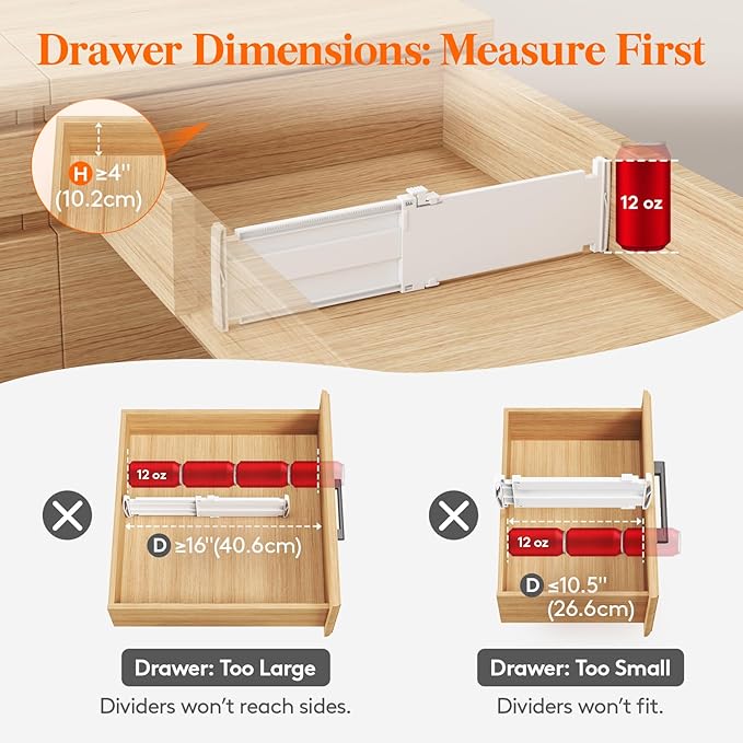 Lifewit 4" High 9 Pack Drawer Dividers, 10.5-16.5" Drawer Divider for Clothes, Adjustable Dresser Drawer Organizers, Plastic Drawers Separators for Clothes, Bedroom, Bathroom, Kitchen, Closet
