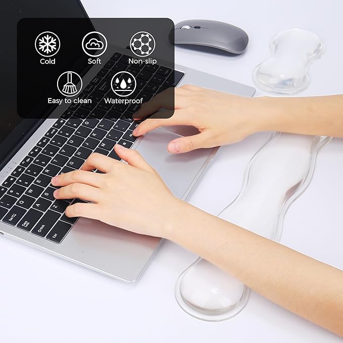 ABRONDA Gel Wrist Rest for Keyboard and Mouse, Wrist Rest for Keyboard, Mouse Wrist Support, Pain Relief, Cool Touch, Non-Skid, Keyboard Wrist Pad