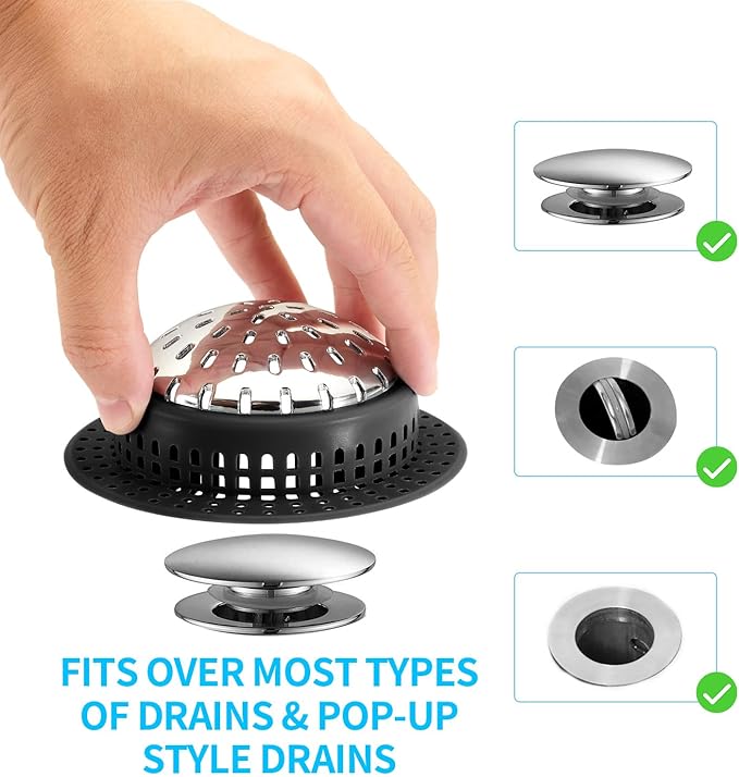 Aluvor Shower Drain Hair Catcher, Shower Drain Cover, Bathtub Drain Hair Catcher for Pop-Up & Regular Drains