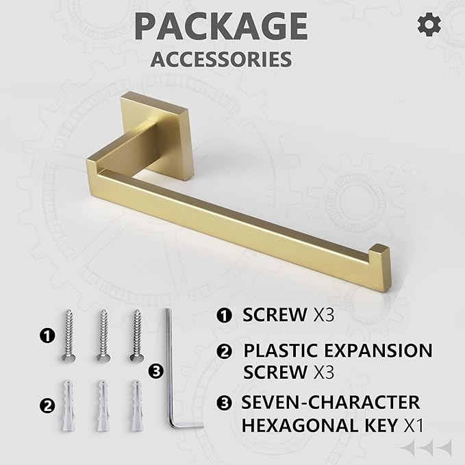 LANC Bathroom Hand Towel Holder Brushed Gold Hand Towel Bar 10 Inch Right Side Square Towel Ring for Kitchen Restroom Wall Mounted Stainless Steel Modern Towel Racks Hanger, A8806BG