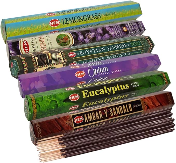 Hem Incense Sticks Variety Pack #28 and Incense Stick Holder Bundle with 6 Outstanding Fragrances