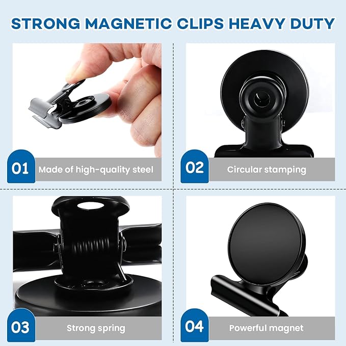 DIYMAG Magnetic Clips 60 Pack Fridge Magnets Paper Clips for Hanging Photo Heavy Duty Holder Party Graduation Collage Picture Display DIY Clip for Refrigerator Whiteboard Office Classroom Black
