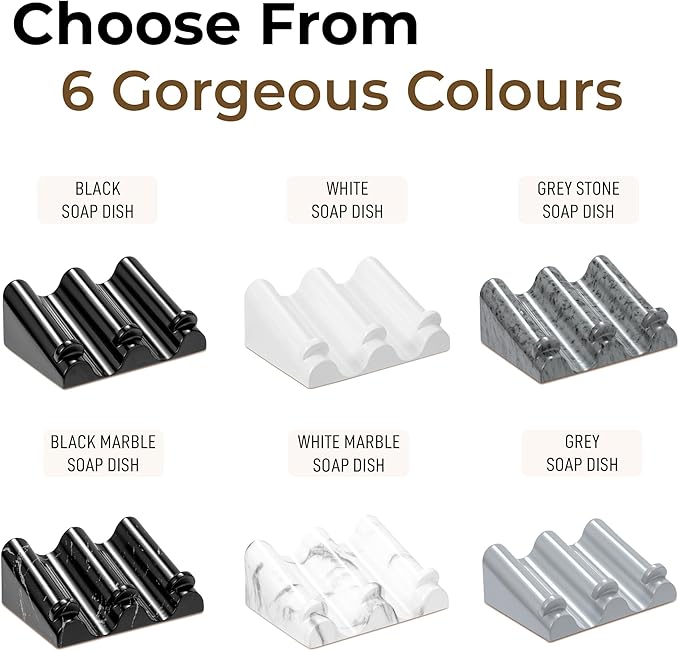 DOXOLOGY White Marble Soap Dish Bathroom Organizer - Resin Soap Dish with Rectangular Design 3.7" L x 2.8" W - Self Draining Soap Dishes Keeps Countertop Neat - Marble Look Soap Tray for Sink