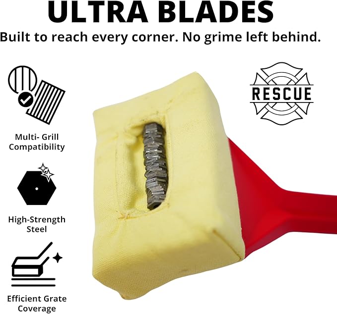 Grill Rescue BBQ Replaceable Cleaning Head, Bristle Free Grill Brush- Durable and Unique Grill Tools for Cast Iron or Stainless-Steel Grates, Barbecue Cleaner (Ultra)