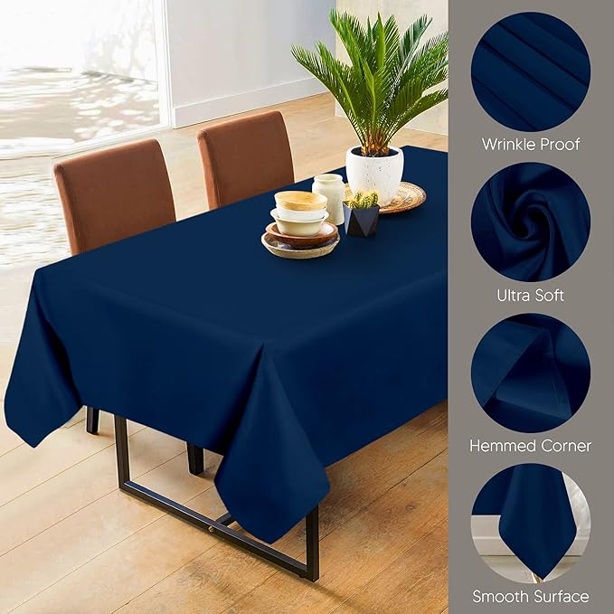Utopia Kitchen Rectangle Table Cloth 1 Pack (60x102 Inches, Navy Blue), Tablecloth Machine Washable, Polyester Table Cover for Dining, Buffet Parties, Picnics, Events, Weddings and Restaurants