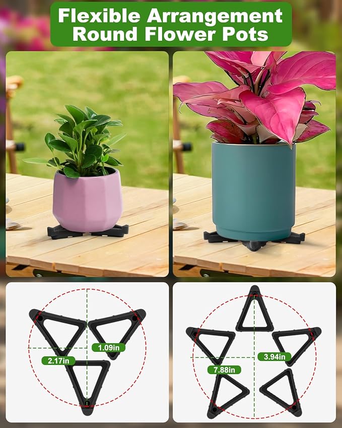 FantasyLife Pot Feet for Outdoor Planters, Invisible Breathable Plant Risers, Moisture-Proof Pot Stands Toes Lifters for Heavy Plants, Stackable Planter Feet for Indoor Outdoor (24pc Black, Large)