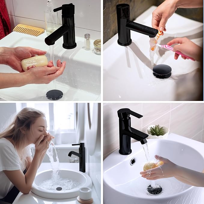 Hibbent 2 Pack All Metal Upgraded Bathroom Sink Stopper, Universal Pop Up Sink Drain Strainer, Brass Bullet Core Push Type Stopper for 1.1''~2.3''' Basin, Anti Clogging Filter, Oil-Rubbed Bronze