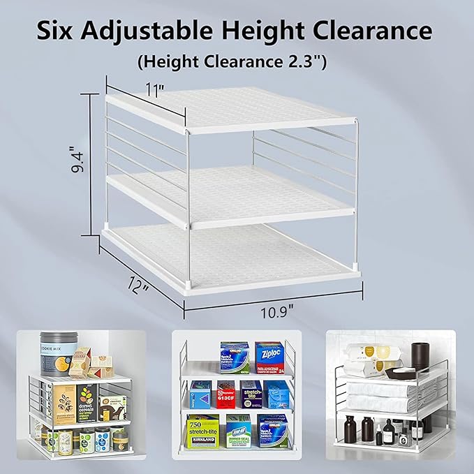 WANCHIY Upgraded Cabinet Organizers and Storage - Divided Compartment Holder for Plastic Bags, Wraps, Foil, Snacks, and Boxes for Kitchen Organization and Storage - Under Sink Organizers and Storage Suitable