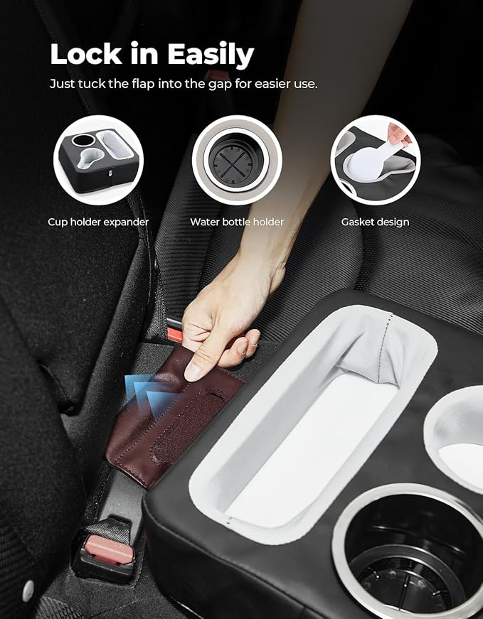 KEMIMOTO Back Seat Cup Holder for Car, Couch Cup Holder, Car Truck Boat Organizer, Couch Sofa Bed Expander Tray Holds Drinks, Snacks, Remote, Cell Mobile Phone (Black)