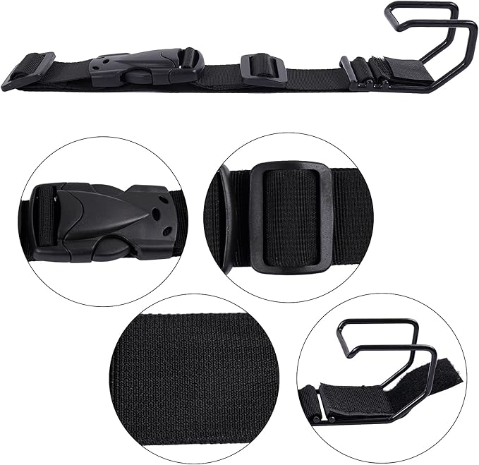 Luggage Hook Strap,J Hook for add a Bag Luggage,Multi Adjustment Bag Strap Hook with Hands Free(Black-Middle Size)