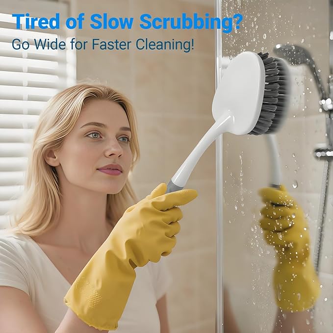 SSINBOANGI 2 Pack Heavy Duty Scrub Brush Set with Hard Bristle, Cleaning Brush Designed for Bathroom, Shower, Bathtub, Tub, Carpet, Floor, Grout, Tile