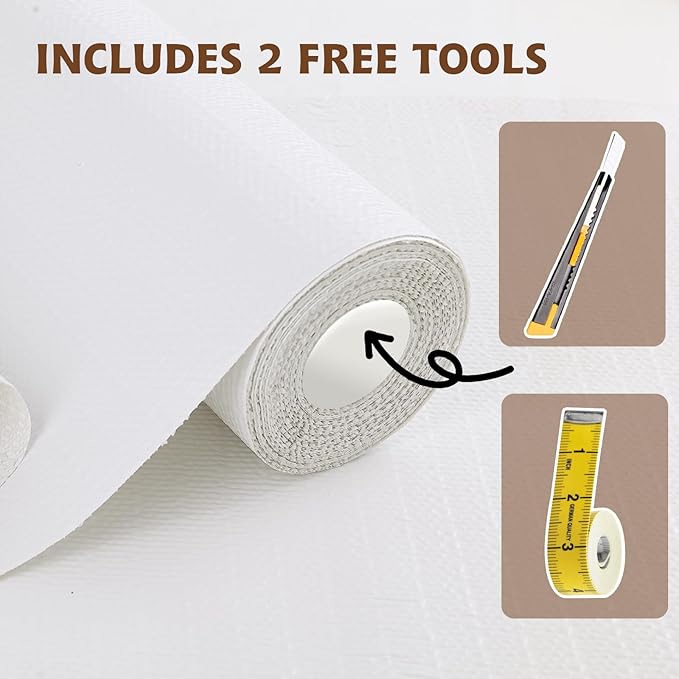 Shelf Liners for Kitchen Cabinets Non Adhesive Drawer Liner 23.6in x 30FT Pure White Thickened Shelf Liner Strong Non-Slip Easy to Clean for Tool Box Refrigerator with Knife and Tape Measure