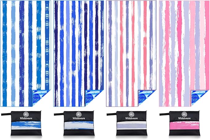 Widdonen Lightweight Thin Microfiber Beach Towel Sand Free Quick Dry Absorbent Compact Soft Pool Swim Travel Towels Extra Large Oversized Beach Accessories Packable Essentials Stuff Gifts for Adult