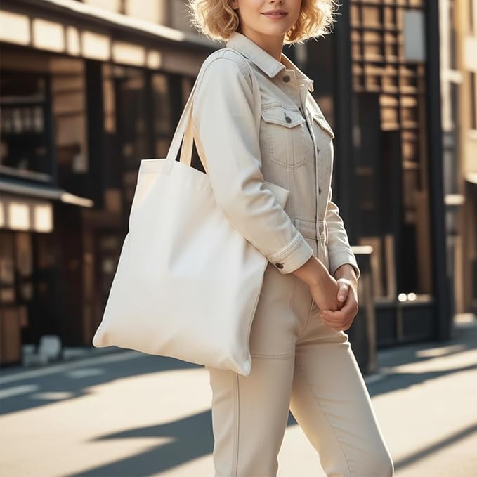 1 Pack Premium Canvas Reusable Tote Gift Bags,Made of Natural Canvas with Handle,Work,DIY,Shopping(Natural)