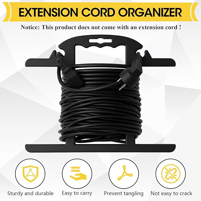 Ripeng 1 Pcs ABS Heavy Duty Extension Cord Storage Reel, Portable Christmas Light Storage Cord Organizer, Portable Hose Organizer Wrap-holds 100 Feet, H-shape Reel (Black)