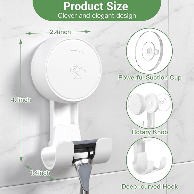 LUXEAR Suction Hooks Powerful Vacuum Suction Cup Hooks-1PACK Razor 1pack Single White