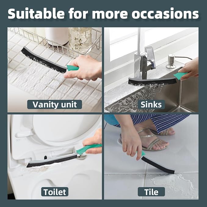 TQRR Toilet Brush, 2 Pcs Bathroom Cleaning Brush, Toilet Scrubber, Deep Toilet Bowl Brush with Hanging Hole, Multifunctional Gap Cleaning Brush, Bristles for Kitchen Sinks, Tub,Shower (6, Mint)