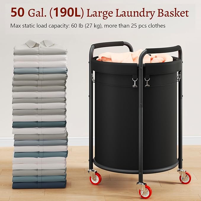 FAVOOSTY Laundry Hamper with Shelf, 70L Laundry Basket Organizer, Laundry Hamper with Shelf, 2 Section Laundry Sorter for Laundry Room Organization (Black1)