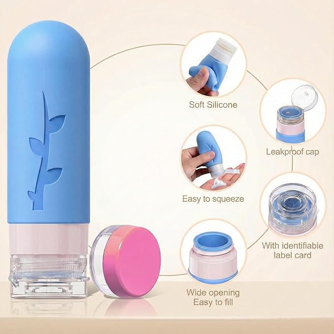 16 Pack Travel Bottles Set - TSA Approved Leak Proof Silicone Squeezable Containers for Toiletries, Conditioner, Shampoo, Lotion & Body Wash Accessories