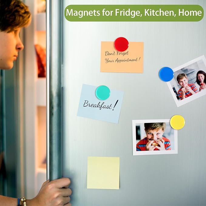 Fridge Magnets - 80 Pack 10 Colors Refrigerator Magnets, Small Strong Magnets, Heavy Duty Magnet for whiteboard, Fridge, Locker, Kitchen, School, Office & Classroom - Round Mini Cute Magnet