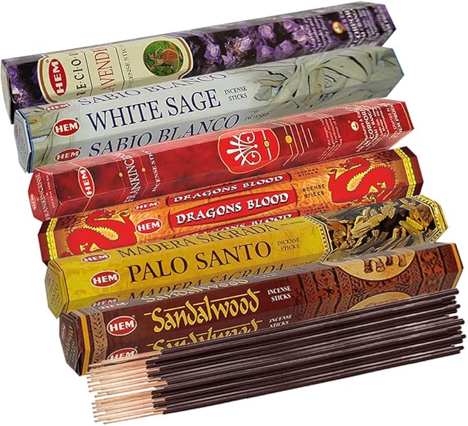 Hem Incense Sticks Variety Pack #30 and Incense Stick Holder Bundle with 6 Classic Fragrances