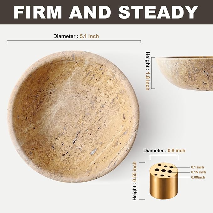Koville Turkish Natural Travertine Incense Holder, 6" Incense Holders for Sticks, Sturdy Incense Burner Ash Catcher, Ideal for Meditation, Relaxing, Easy to Clean