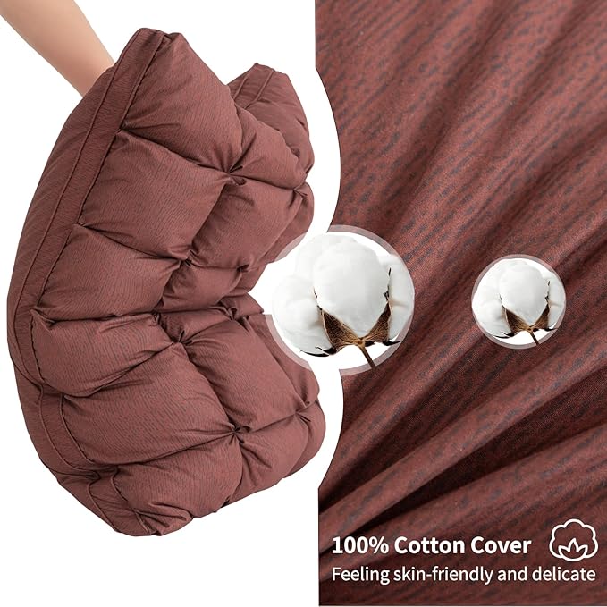 YOUR MOON Soft Pillows Quuen for Sleeping, Support Bed Pillows, Fluffy Down Alternative Pillow, Luxury Hotel Gel Standard Pillows for Side Sleeping (Brown)