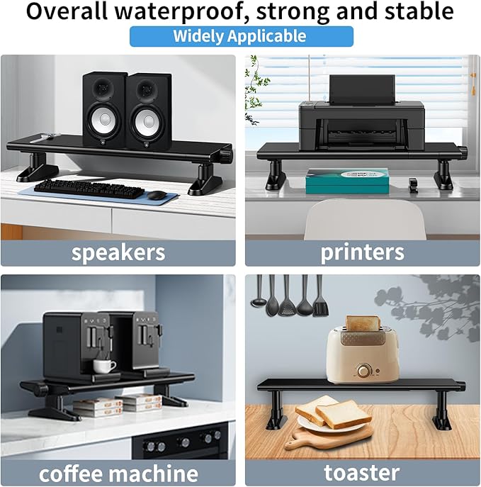 NIFBANG Computer Monitor Stand Riser for Desk,4.5-6.3 Inches Freely Height Adjustable with Cellphone Holder,Multi-Purpose Desktop Organizer Monitor Stands Riser for Computer,Laptop,Printer,TV (BLack)