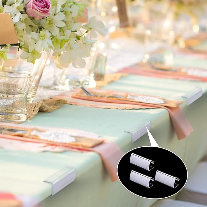 150 Pieces Table Skirting Clips Clear Tablecloth Clips for Indoor Outdoor Events Wedding Meeting Party Picnic Banquet