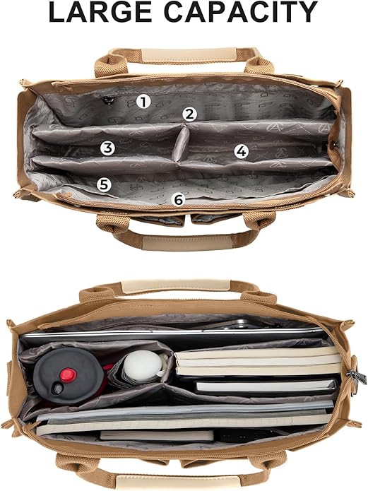 Women's Canvas Tote Bag, Crossbody Work Purse with Pockets, Top Handle Handbag Satchel Bags for Travel, Nurse, Teacher