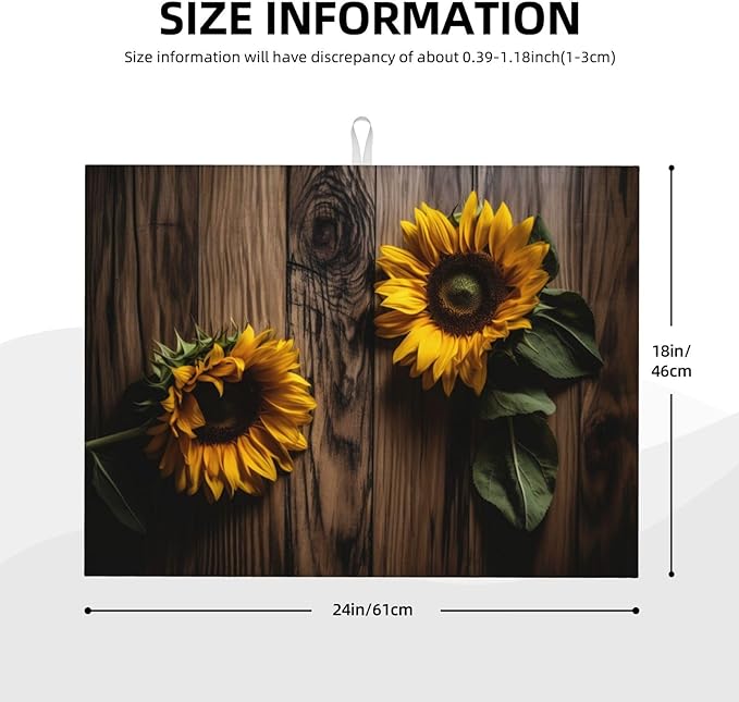 Sunflower (Helianthus Annuus) Dish Drying Mat for Kitchen Counter Decor 18x24 Inch Floral Absorbent Reversible Microfiber Dish Drying Pad Flower Dish Drainer Rack Mats for Coffee Bar