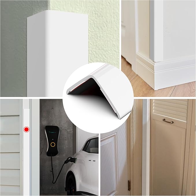 Frychee Wall Corner Protector, Walls Edge Protector，Self-Adhesive Wall Corner Guards, PVC Double Side Edge Protector, Furniture Stairs Guard (White Self-Adhesive, 2pcs x 47.2" L x 1.97" W)