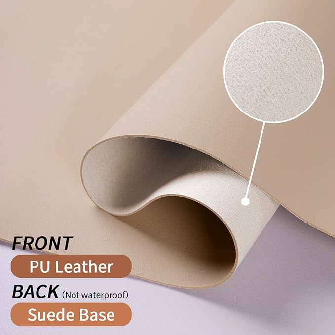 Bloss Leather Desk Mat, Mouse Pad, Waterproof Small Desk Pad, Desk Matt for Desktop, Non-Slip Desk Pad Mat for Office Work/Home - Beige (27.6 x 13.8 Inches)