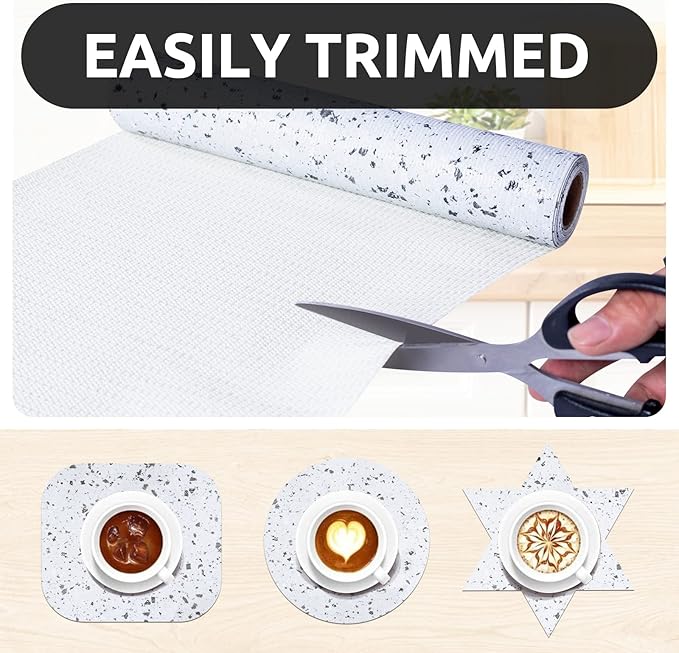 RAY STAR 18X96 Inch Shelf Liner for Kitchen Cabinets, Non-Adhesive Cabinet Liner Washable, PVC Drawer Liner for Dresser Non-Slip Bathroom (Stone)(1 Roll)