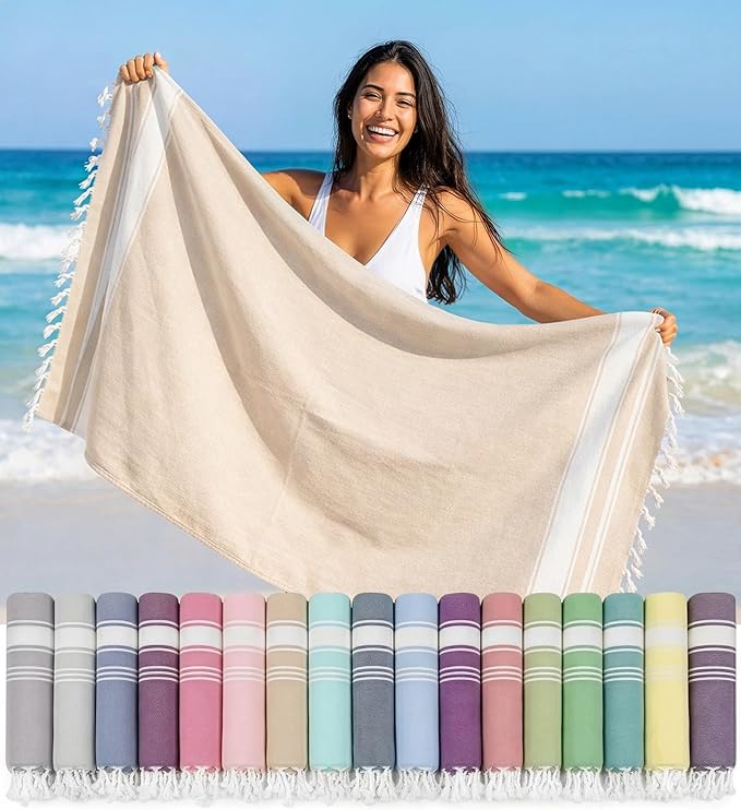 LANE LINEN Beach Towels for Women, Large Beach Towels Oversized, Pre-Washed, No-Shrink Sand Free, Quick Dry, Lightweight Travel Towel,Soft Beach Bath Towel, 39"x71" - Beige
