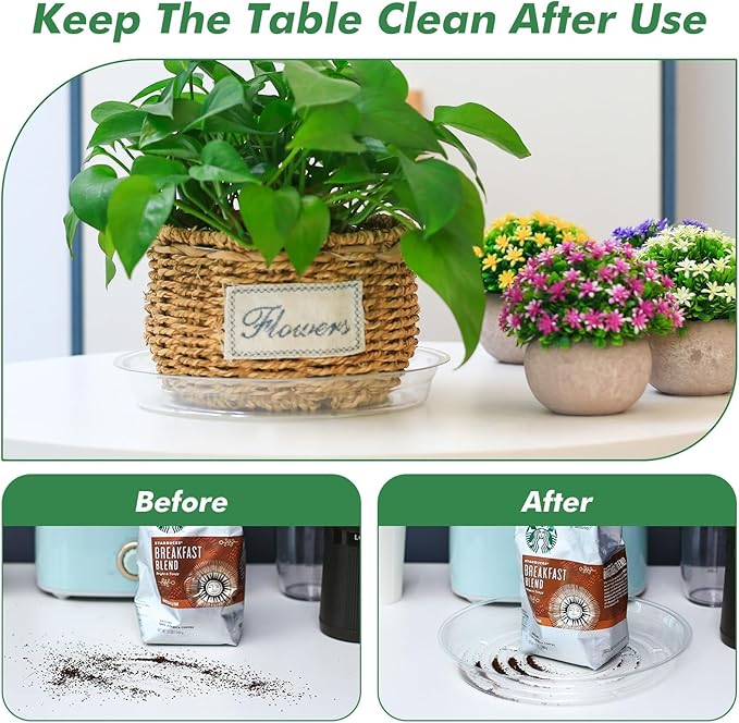 UltraOutlet 32 Pack Clear Plant Saucers for Indoors (6, 8, 10, 12 inch) Drip Trays to Catch Water Indoor Plants Plastic Plant Trays Bulk