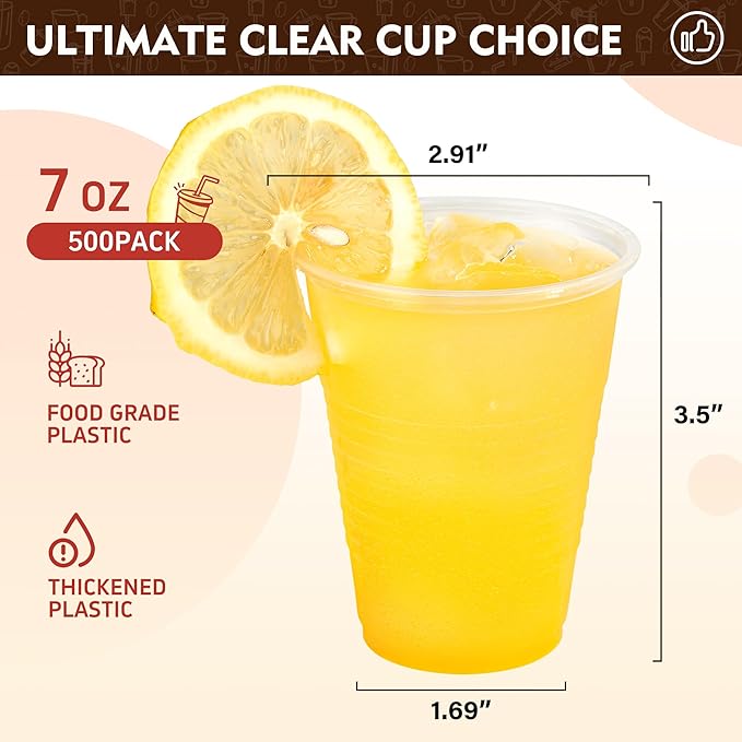 YEEHAW 7 oz Plastic Cups, 100 Pack - Clear Disposable Drinking Water Cups for Cold Beverages, Ideal for Party