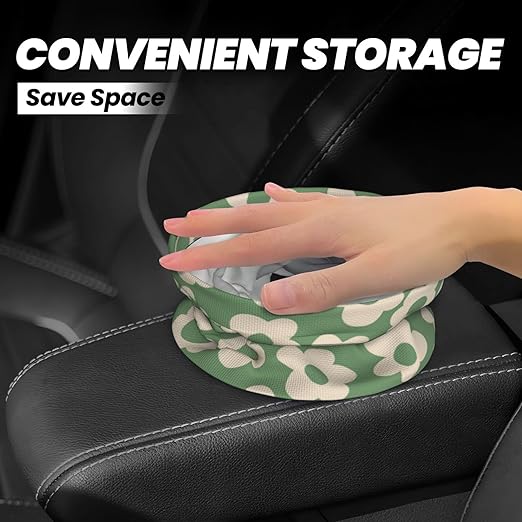 YANGDADA Vintage Groovy Flowers Car Trash Can Small Portable Car Garbage Bag for Back Front Seat RV's Camping Accessories