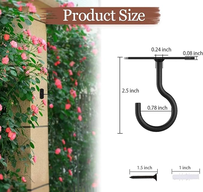 ASZUNE 50Pcs 2.5in Ceiling Hooks for Hanging Plants, Black