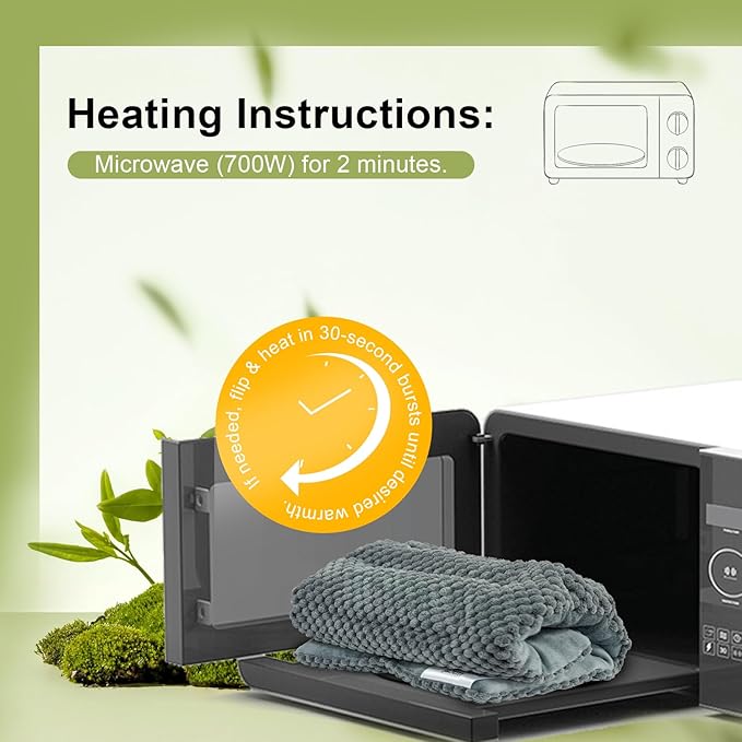 Weighted Microwave Heating Pad (1.8 lbs), 16x7 Inch Microwavable HotPack for Muscle Pain Relief Soothes Aches in Shoulders, Lower Back & Abdomen, Moist Heat Therapy Reusable