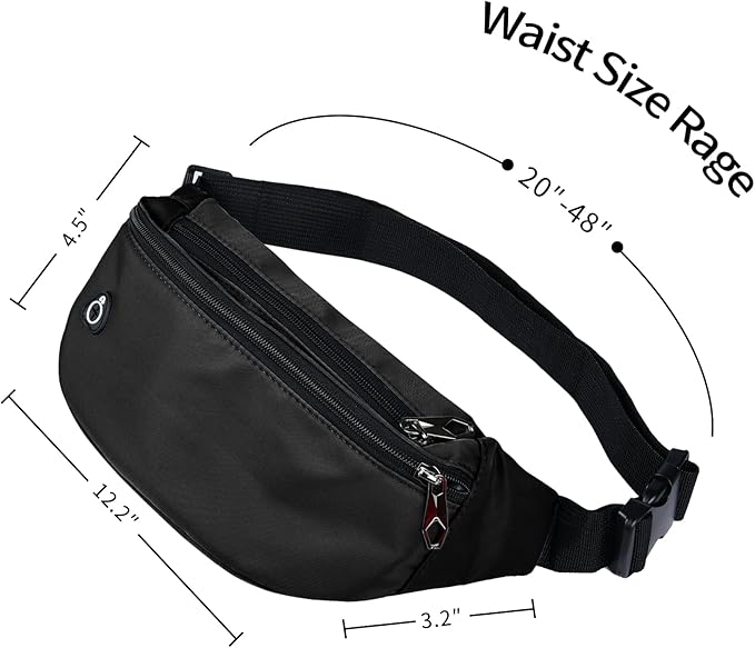 Fanny Packs for Men and Women, Waterproof Sports Waist Pack Bag for Travel Hiking Running Hands-free