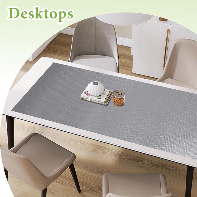 Shelf Liners for Kitchen Cabinets 23.6in x 30FT Non Adhesive Drawer Liner Grey Thickened Shelf Liner Paper Strong Non-Slip Easy to Clean for Tool Box Refrigerator with Knife and Tape Measure