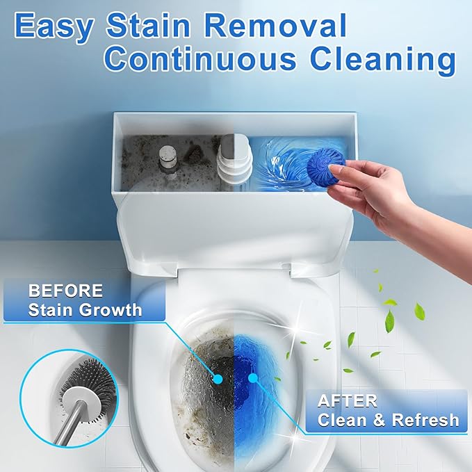 Msvvko Toilet Bowl Cleaners,100 Pack Blue Toilet Tablets with Fresh Scent, Household Toilet Cleaner Continuous Cleaning, Prevent Various Stains & Odors Build Up - Septic Friendly
