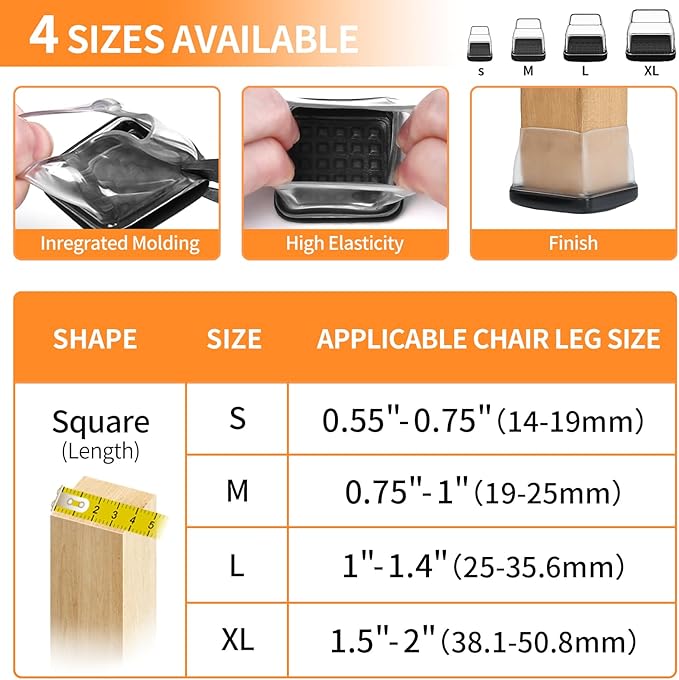 Ezprotekt Chair Leg Sliders for Carpet, 24 Pcs Square Chair Glides for Carpet, Carpet Furniture Pads Stool Leg Protectors Caps, Carpet Furniture Glides Quickly and Easily (L Fit:1" - 1.4")