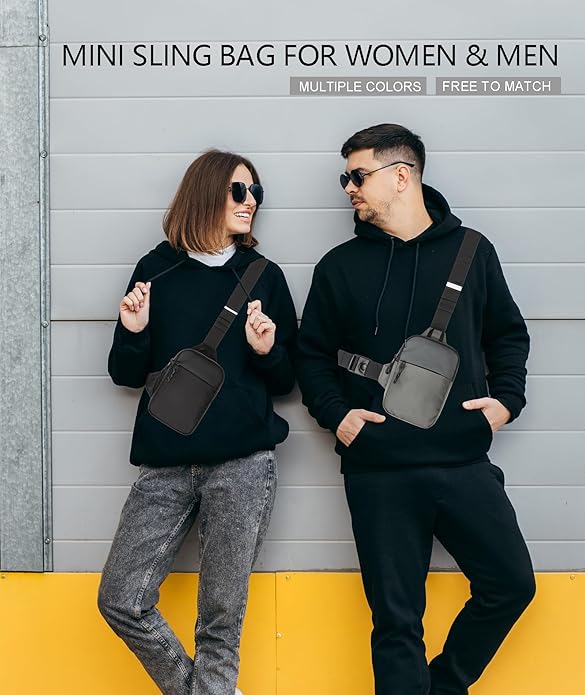 Mini Sling Bag for Men Women, Small Crossbody Casual Utility Chest Phone Bag for Travel Workout